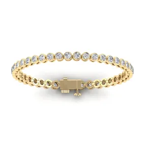 14K Gold and Diamond 6 ct Tennis Bracelet Bezel Set, Lab Grown