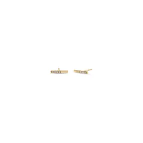 14k Offset Pavé Diamond Bar Studs