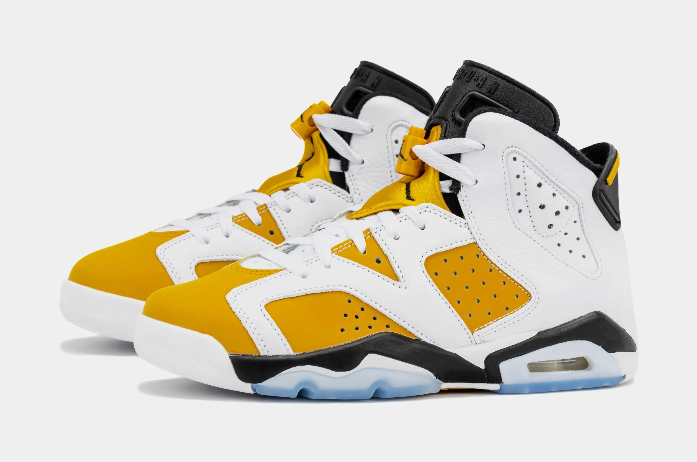 Air Jordan 6 Retro Yellow Ochre Grade School Lifestyle Shoes (White/Yellow Ochre/Black) Free Shipping