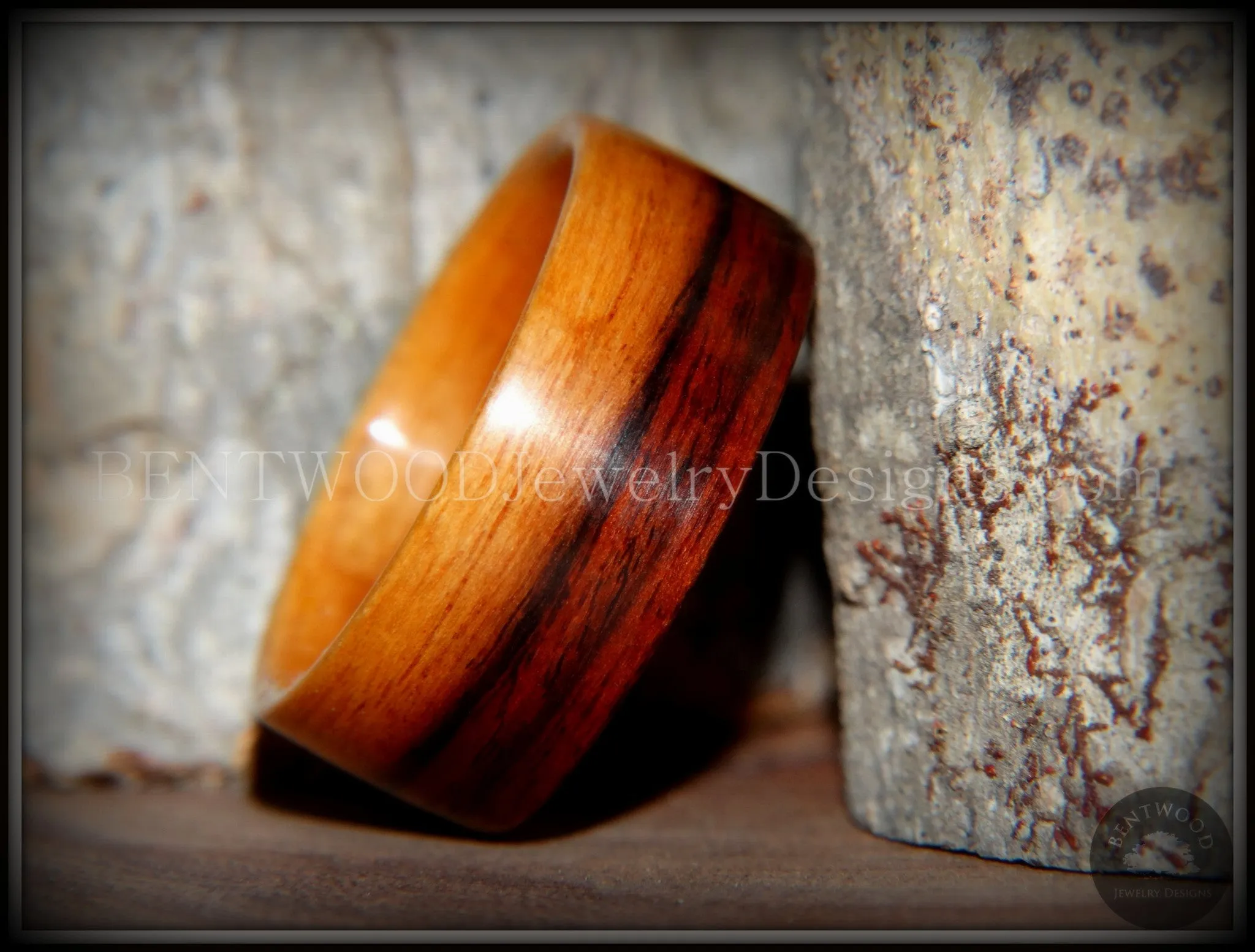 Bentwood Ring - Striped Kingwood Classic Handcrafted Durable and Unique Wood Ring