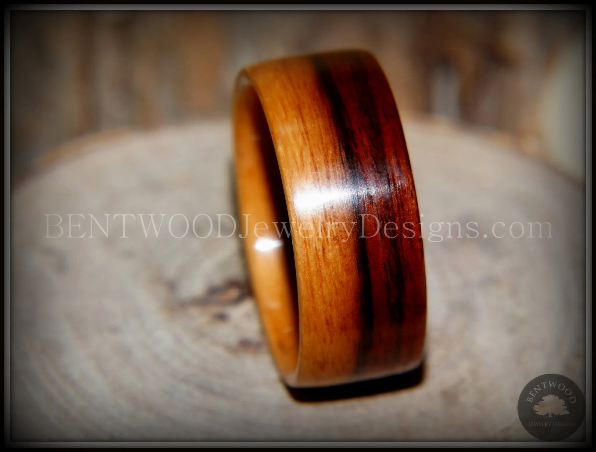 Bentwood Ring - Striped Kingwood Classic Handcrafted Durable and Unique Wood Ring