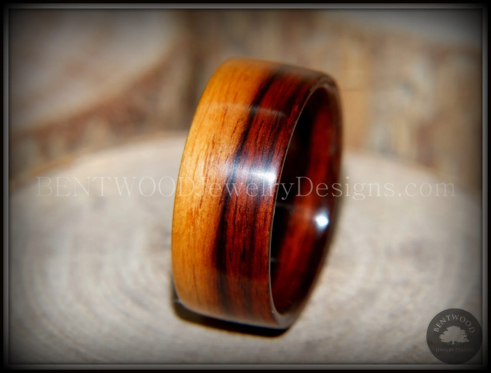 Bentwood Ring - Striped Kingwood Classic Handcrafted Durable and Unique Wood Ring