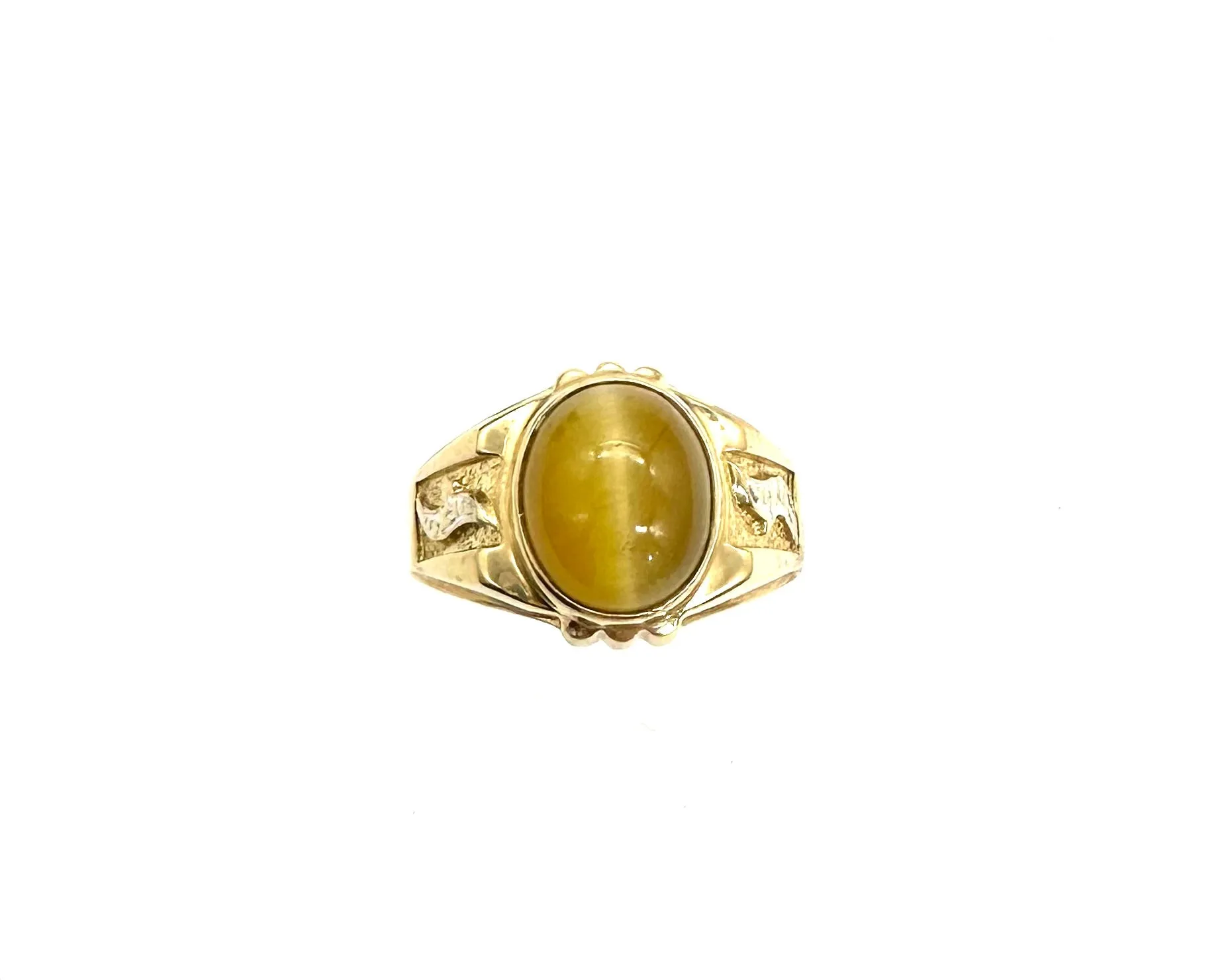 Bezel Set Tigers Eye Gents Ring