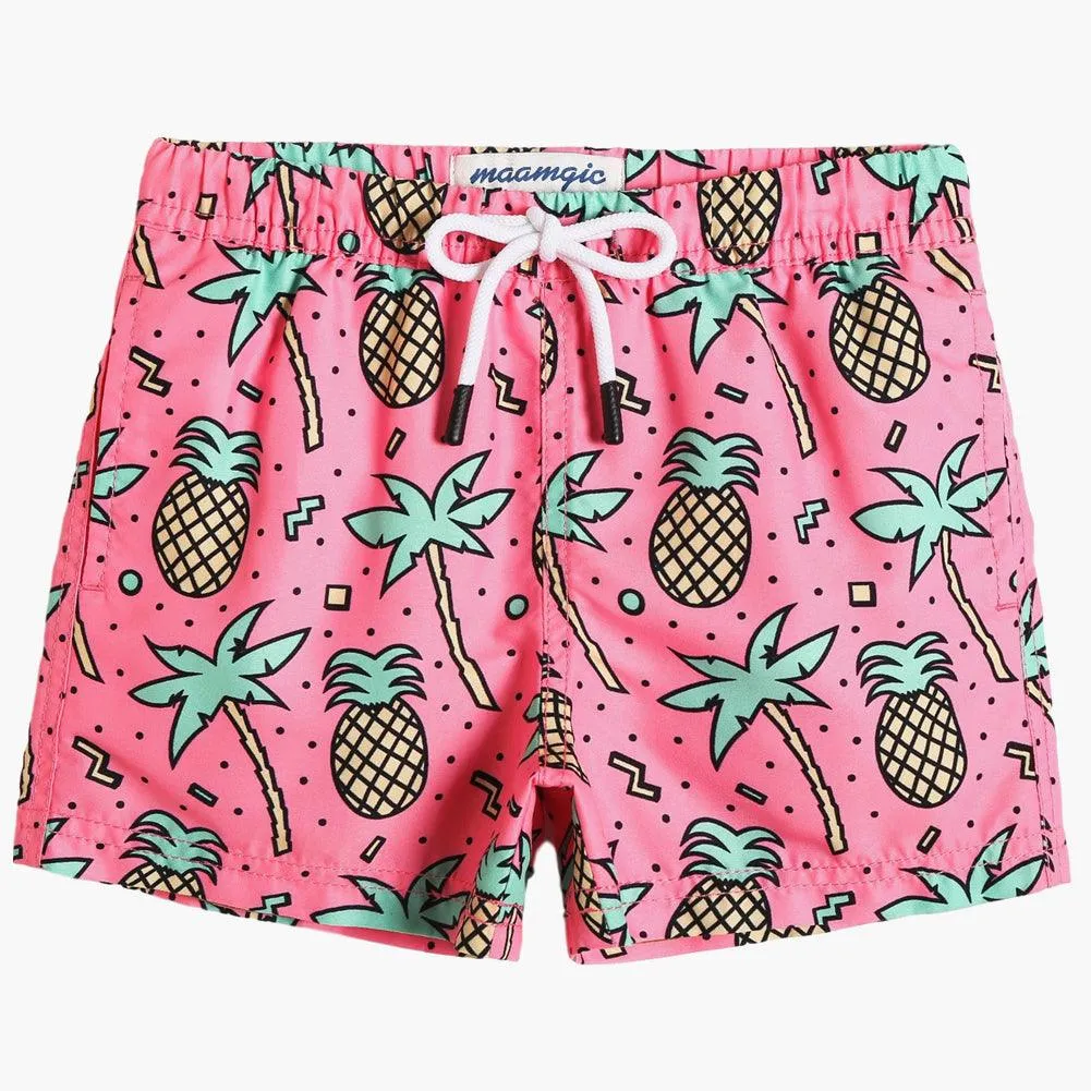 Boys Cute Pink Pineapple Swim Trunk