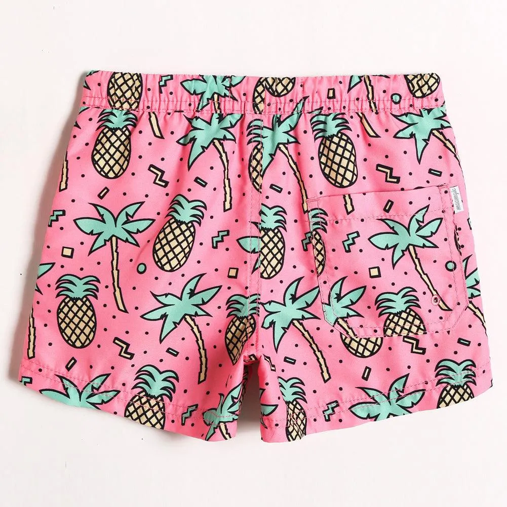 Boys Cute Pink Pineapple Swim Trunk