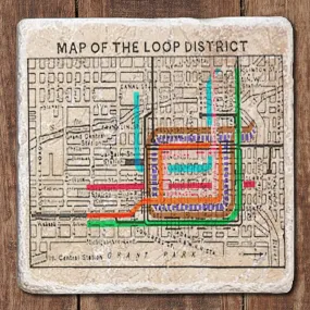 Chicago Loop Map Marble Coaster