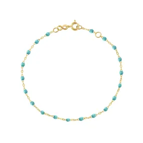 Classic Gigi Turquoise Green Anklet, Yellow Gold, 9.4"