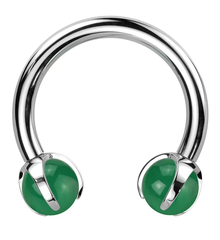 Claw Aventurine Stone Titanium Internally Threaded Circular Barbell