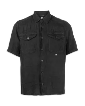 CP Company Lino Pockets Shirt Nero