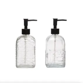 Embossed Glass Soap Dispenser with Pump