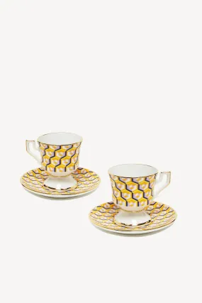 Espresso-Tassen-Set in Cubi Giallo