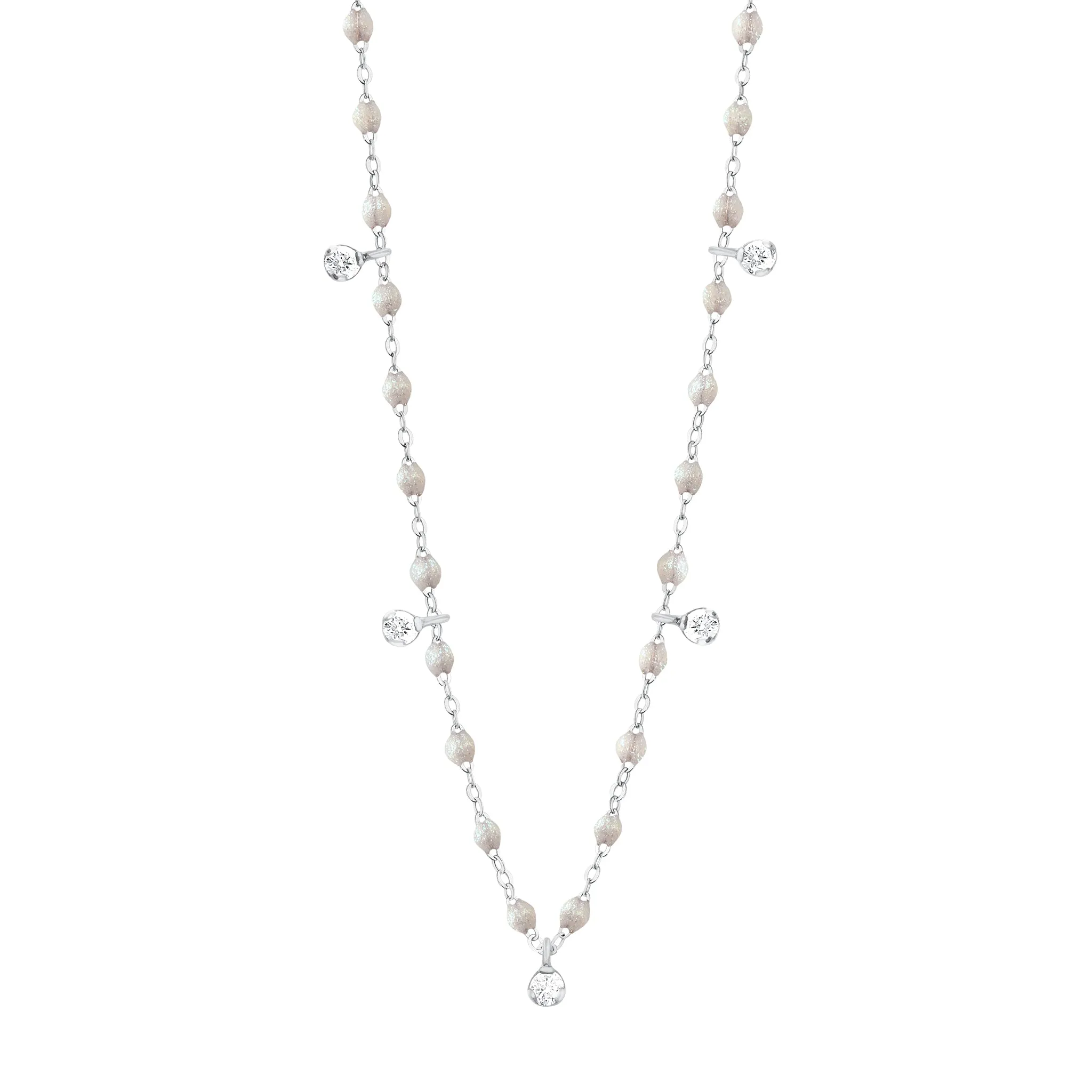 Gigi Supreme Classic 5 Diamond Necklace, Opal, White Gold, 17.7"