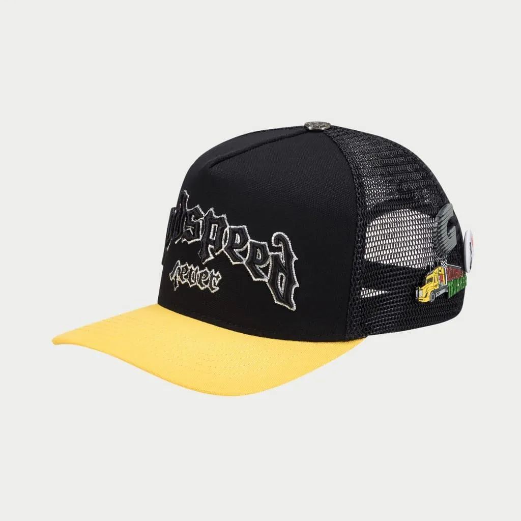 GODSPEED GS FOREVER TRUCKER HAT BLACK/YELLOW