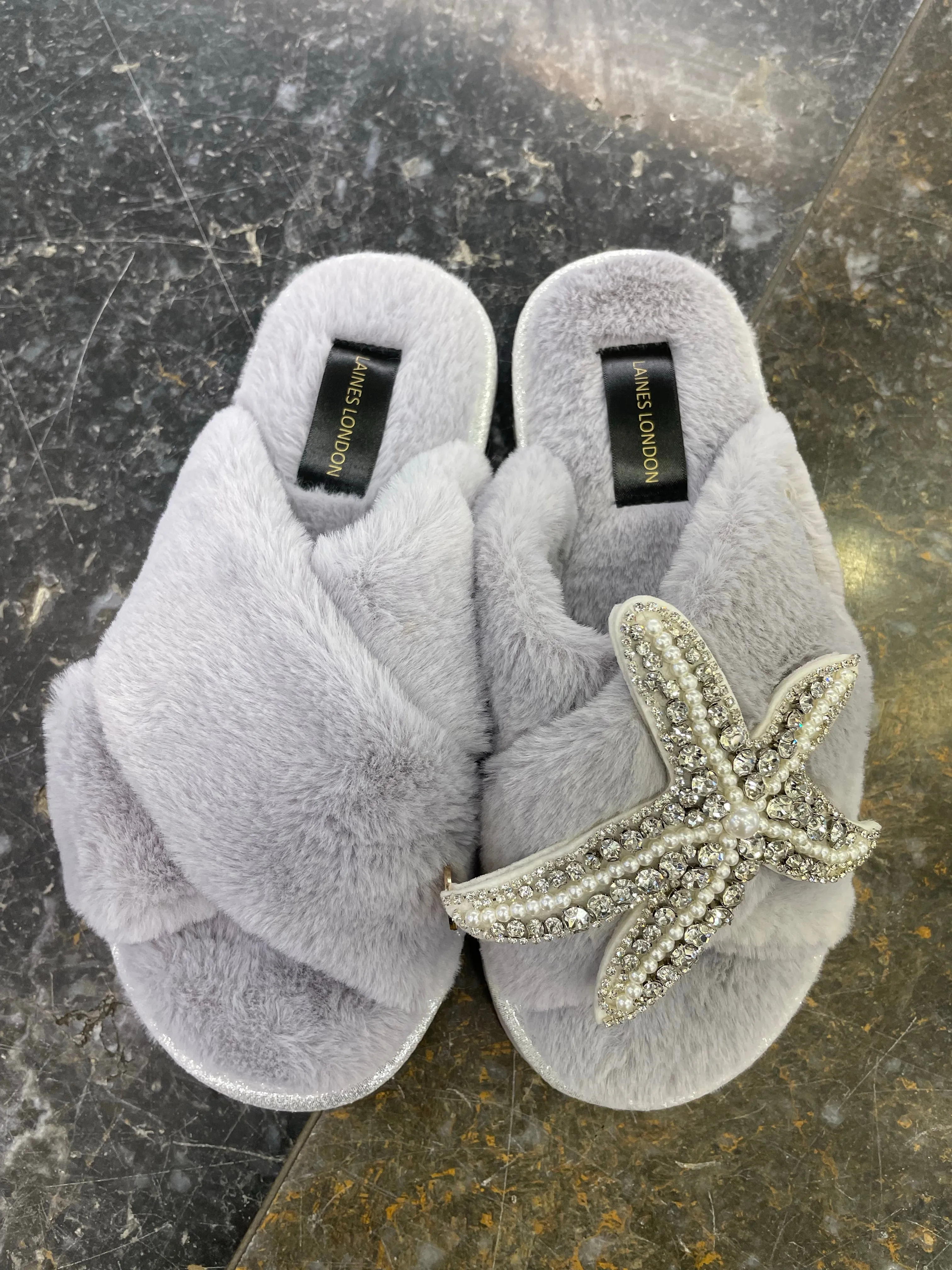 Laines London Grey Starfish Slippers