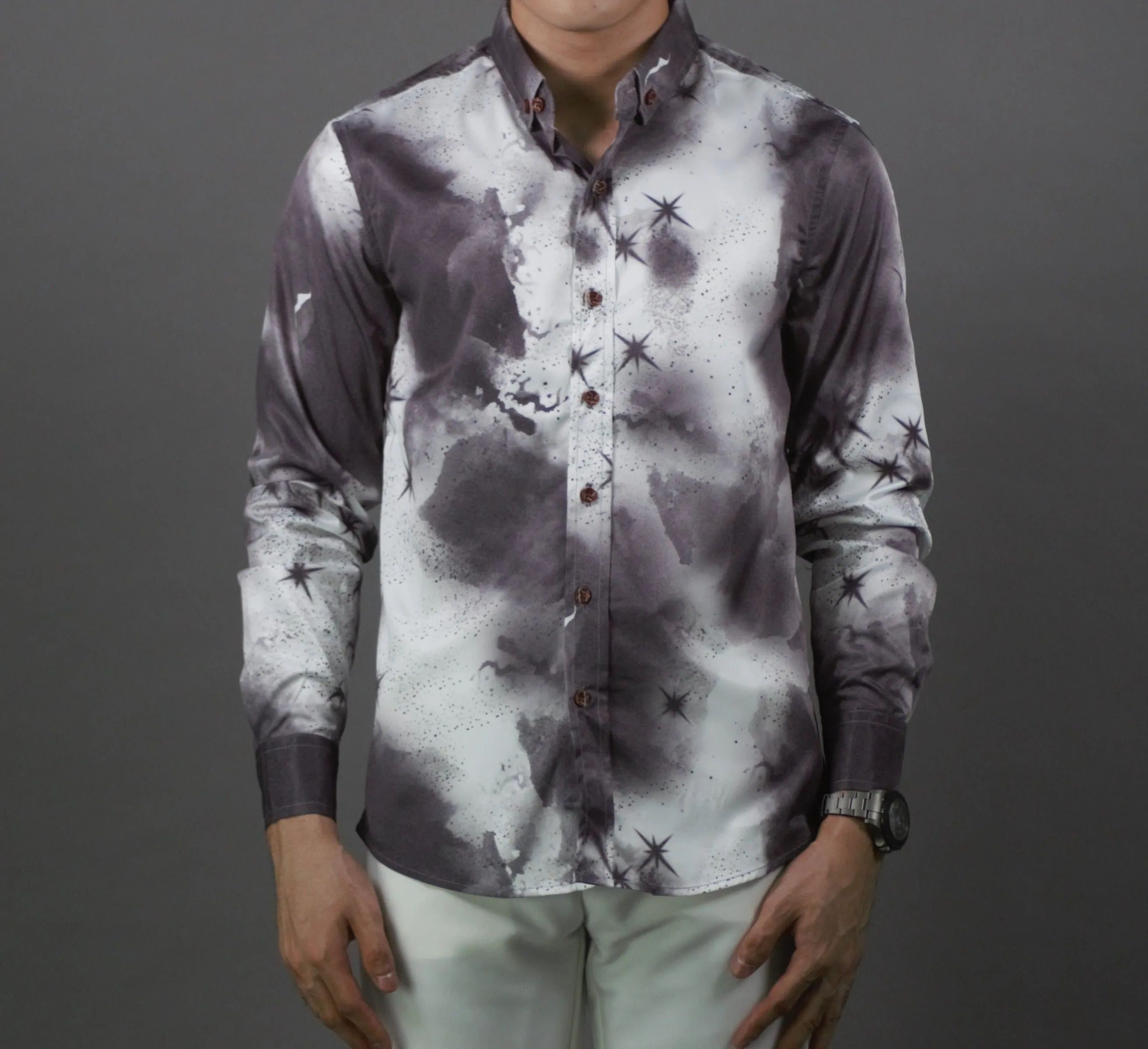 Long Sleeve Designed Shirt (Grey) 1753