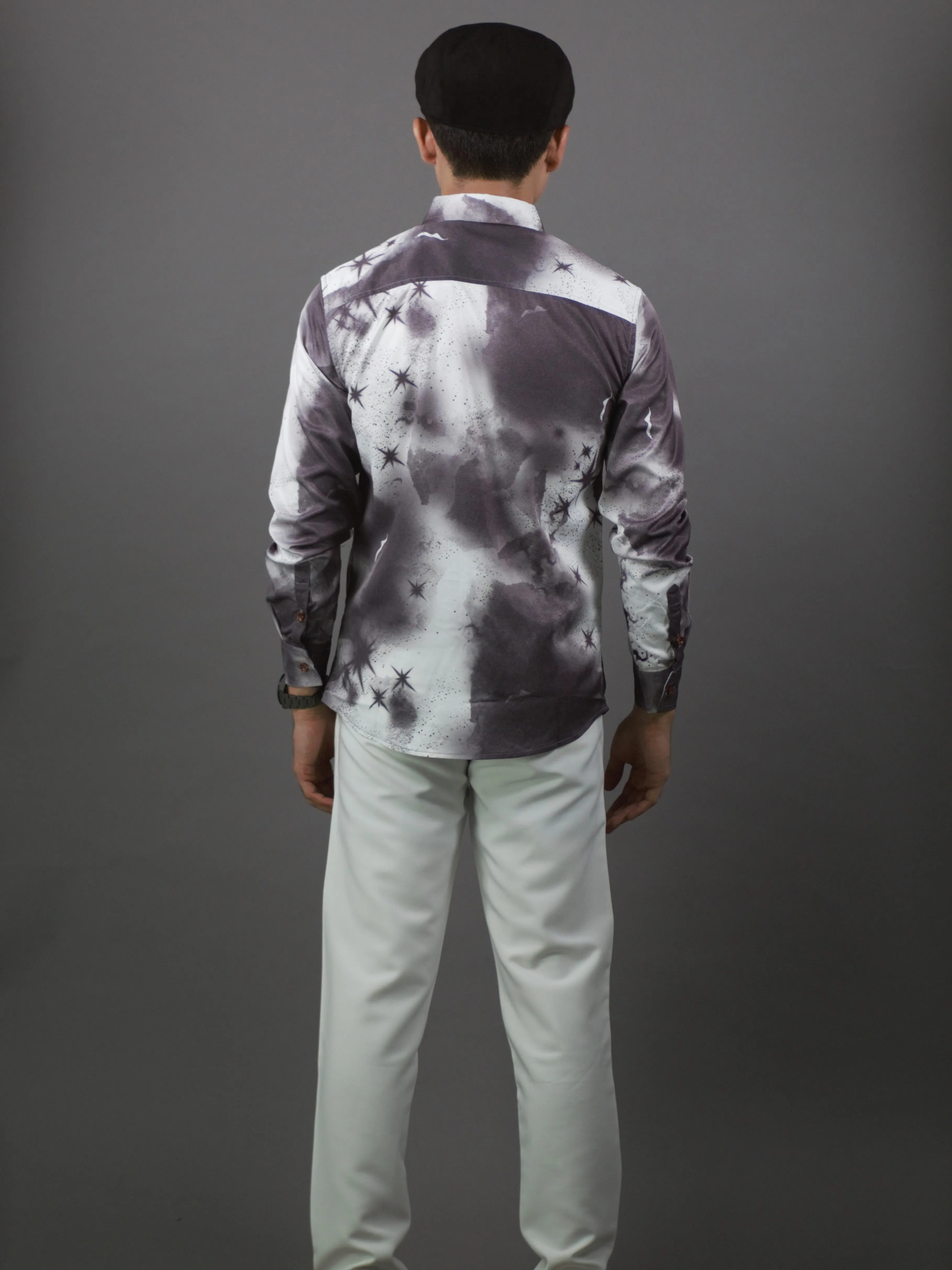 Long Sleeve Designed Shirt (Grey) 1753