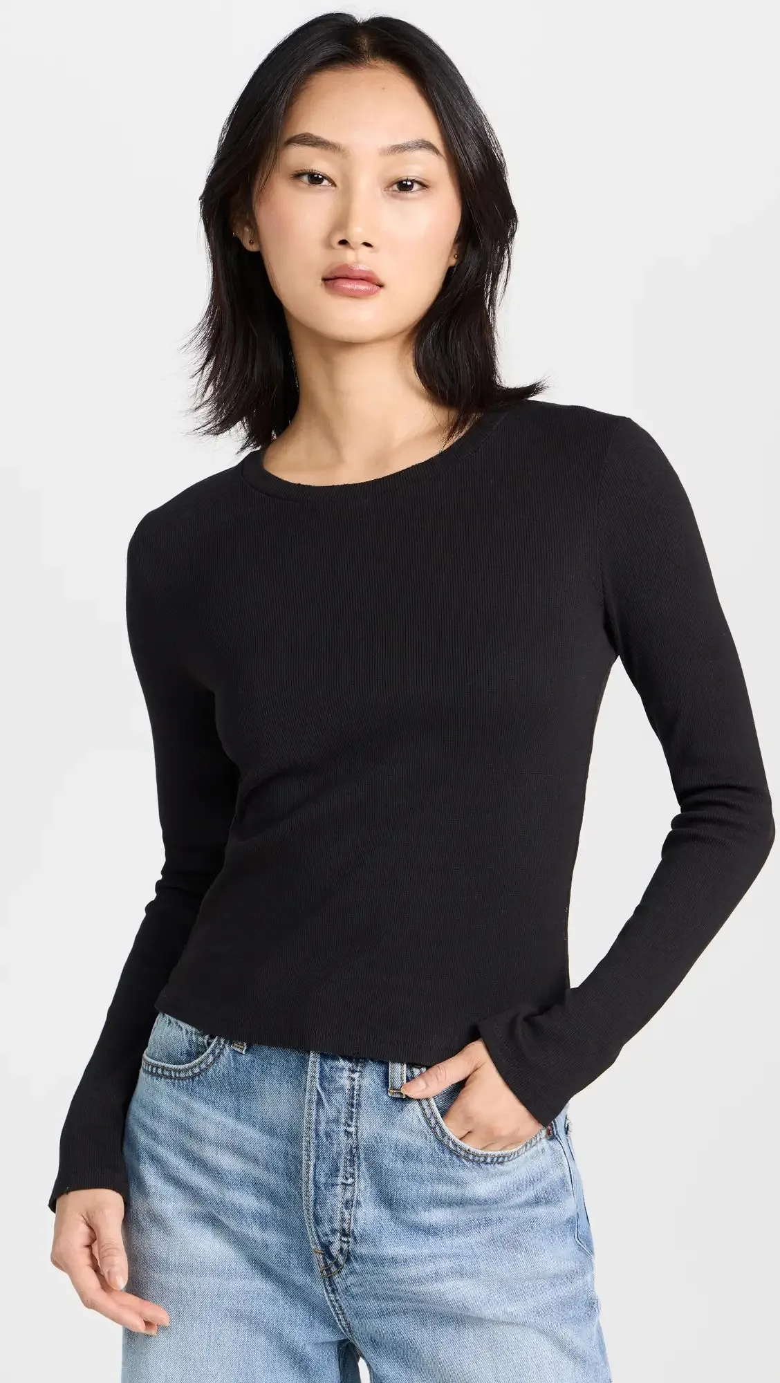 L/S Rib Tee - Black