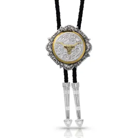 Montana Silversmiths Men's Engraved Longhorn Bolo Tie