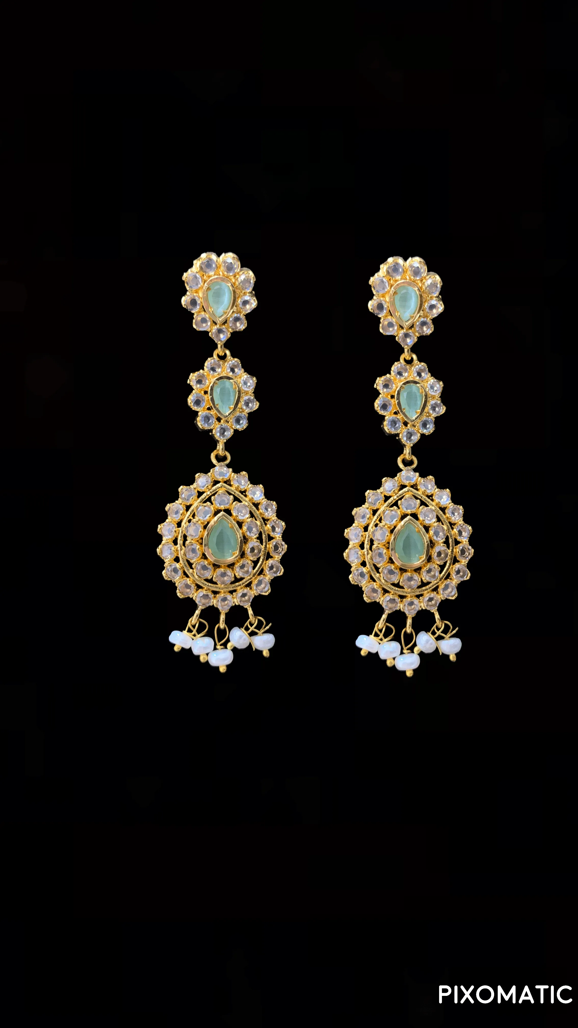 NS130 Zehra mint green  with fresh water pearls  SET  (READY TO SHIP)