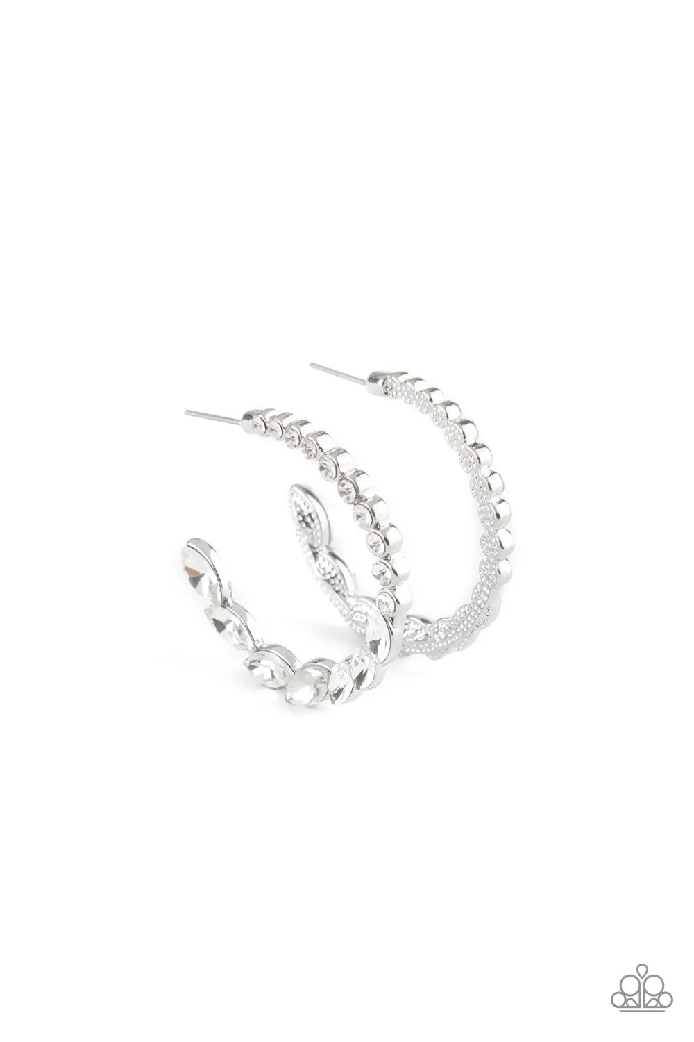 Paparazzi Accessories - Prime Time Princess #E149 Peg - White Earrings