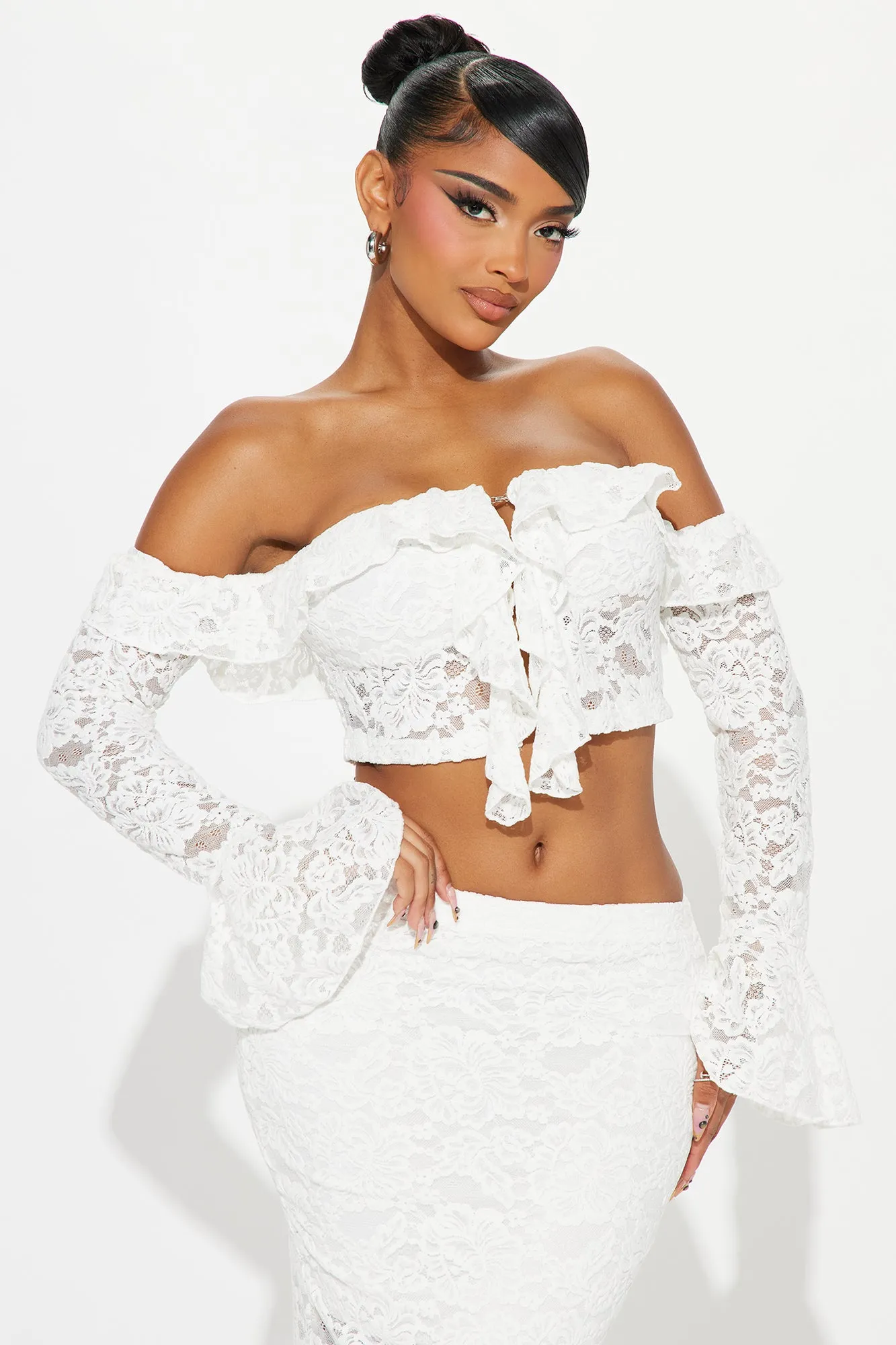 Perfect Moment Lace Skirt Set - White