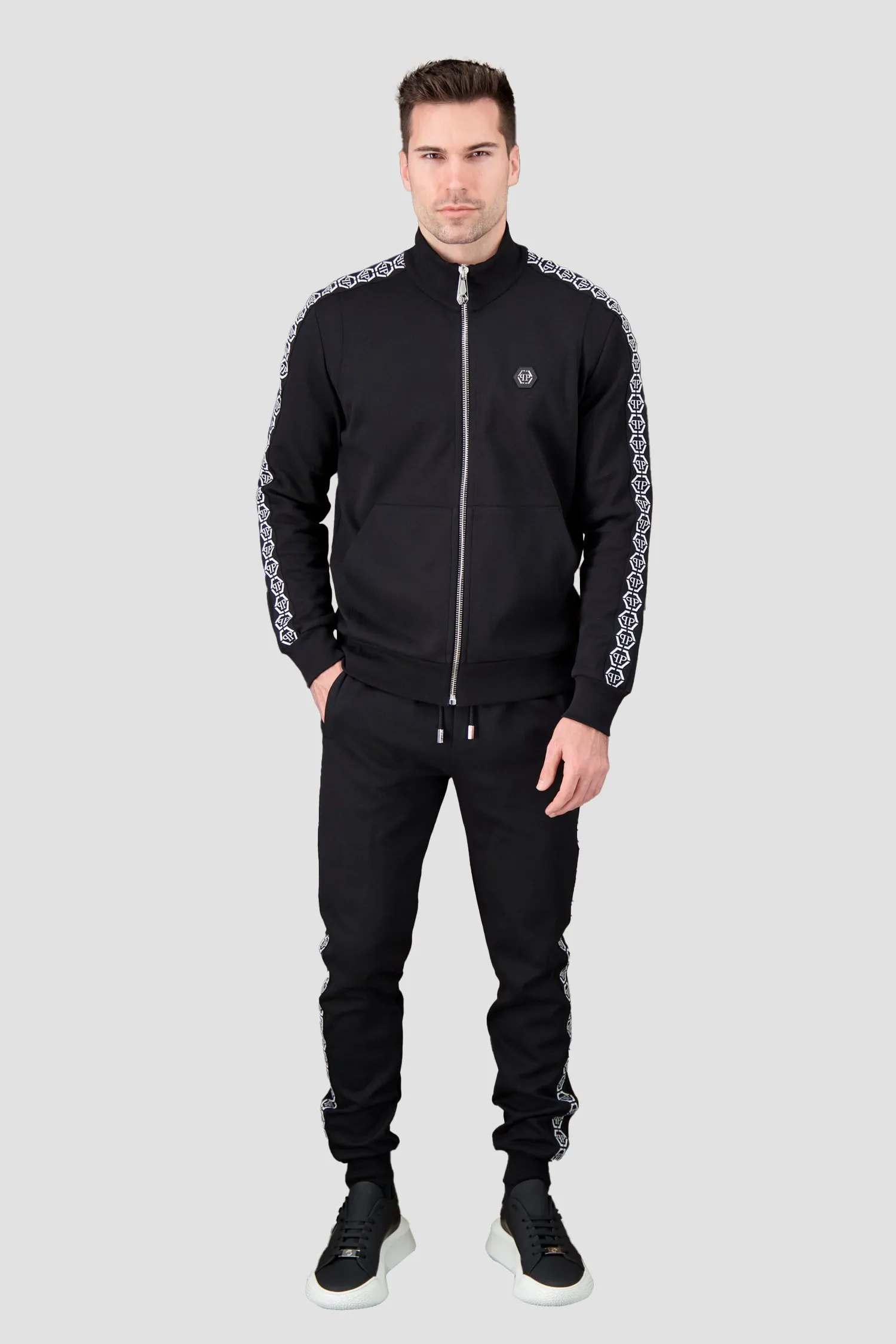 Philipp Plein Black Hexagon Jogging Jacket