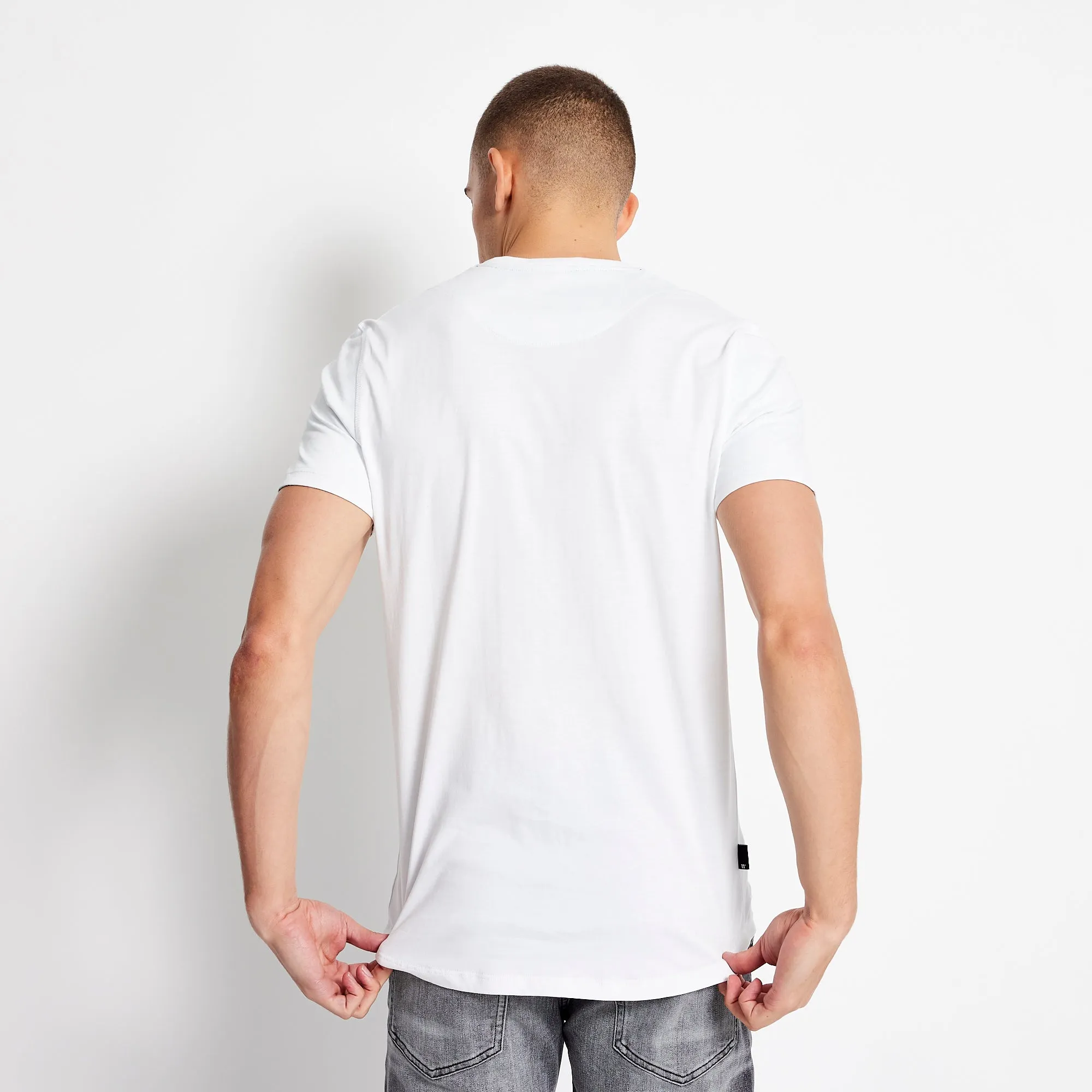 Printed Sleeve Cuff Logo T-Shirt - White / Floral AOP