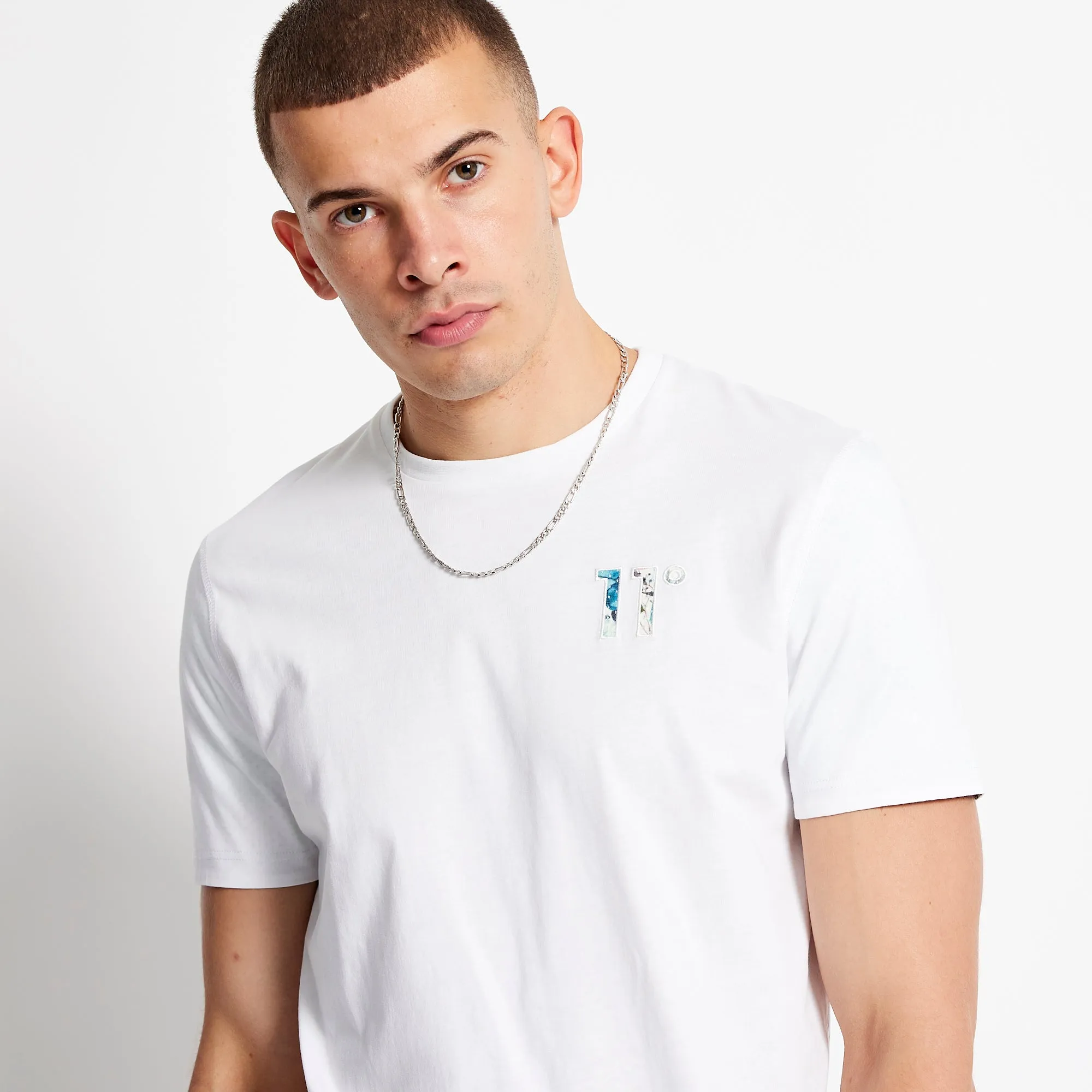 Printed Sleeve Cuff Logo T-Shirt - White / Floral AOP