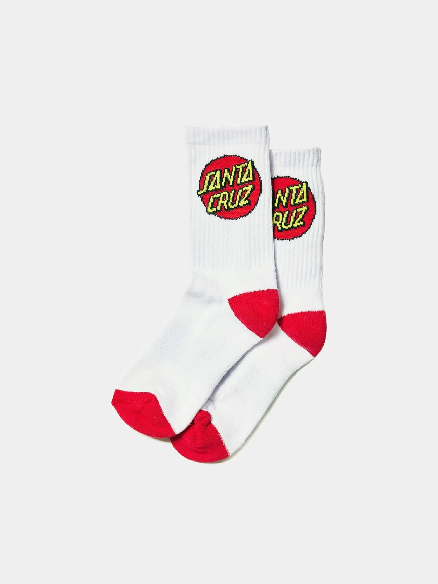 Santa Cruz Classic Dot 4 Pack Crew Socks - White