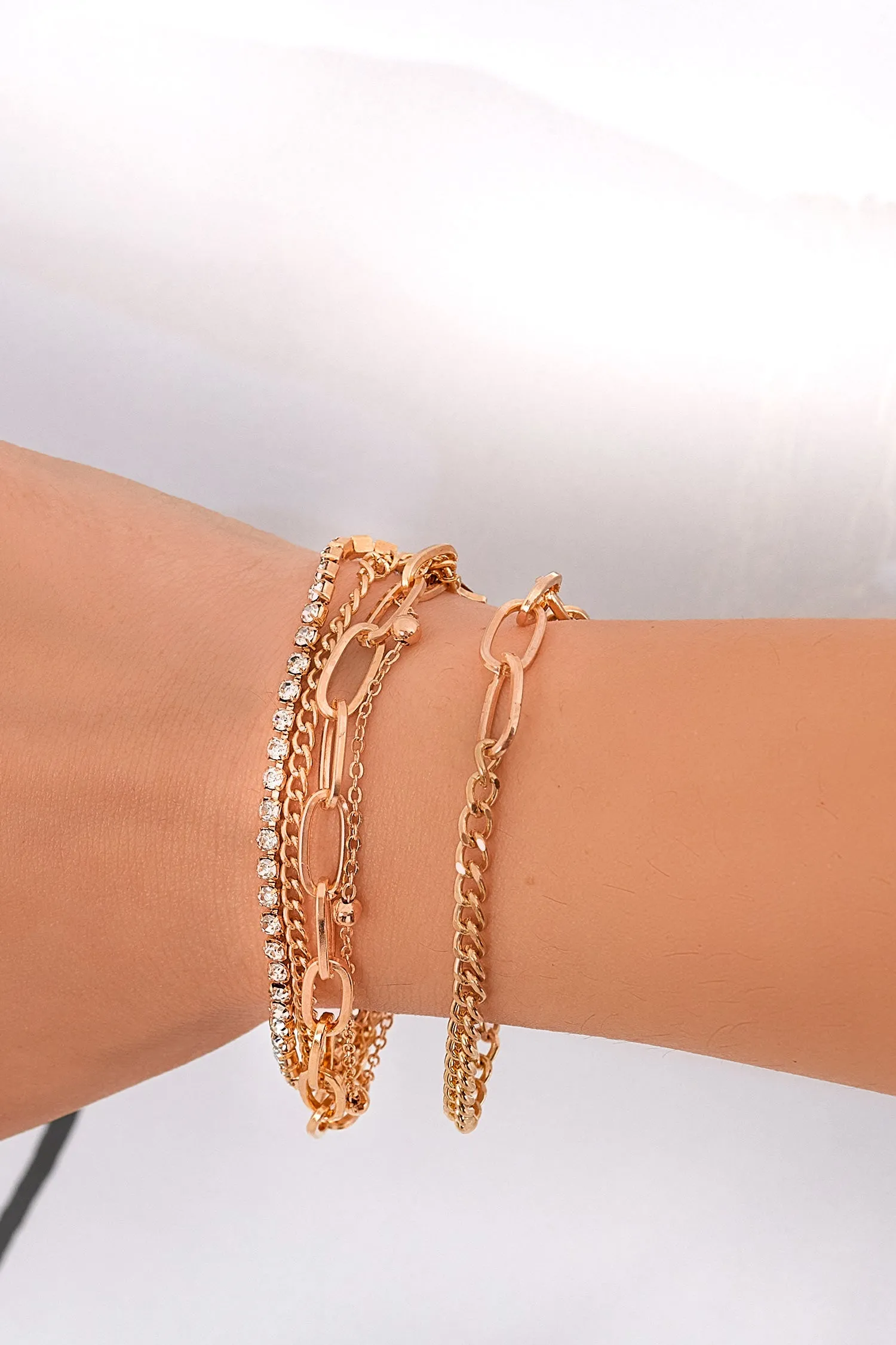 Set bracciali oro con strass